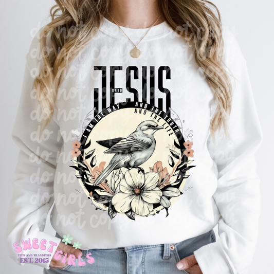 “Jesus Said” Bird and Floral Design T-Shirt
 or DTF Print