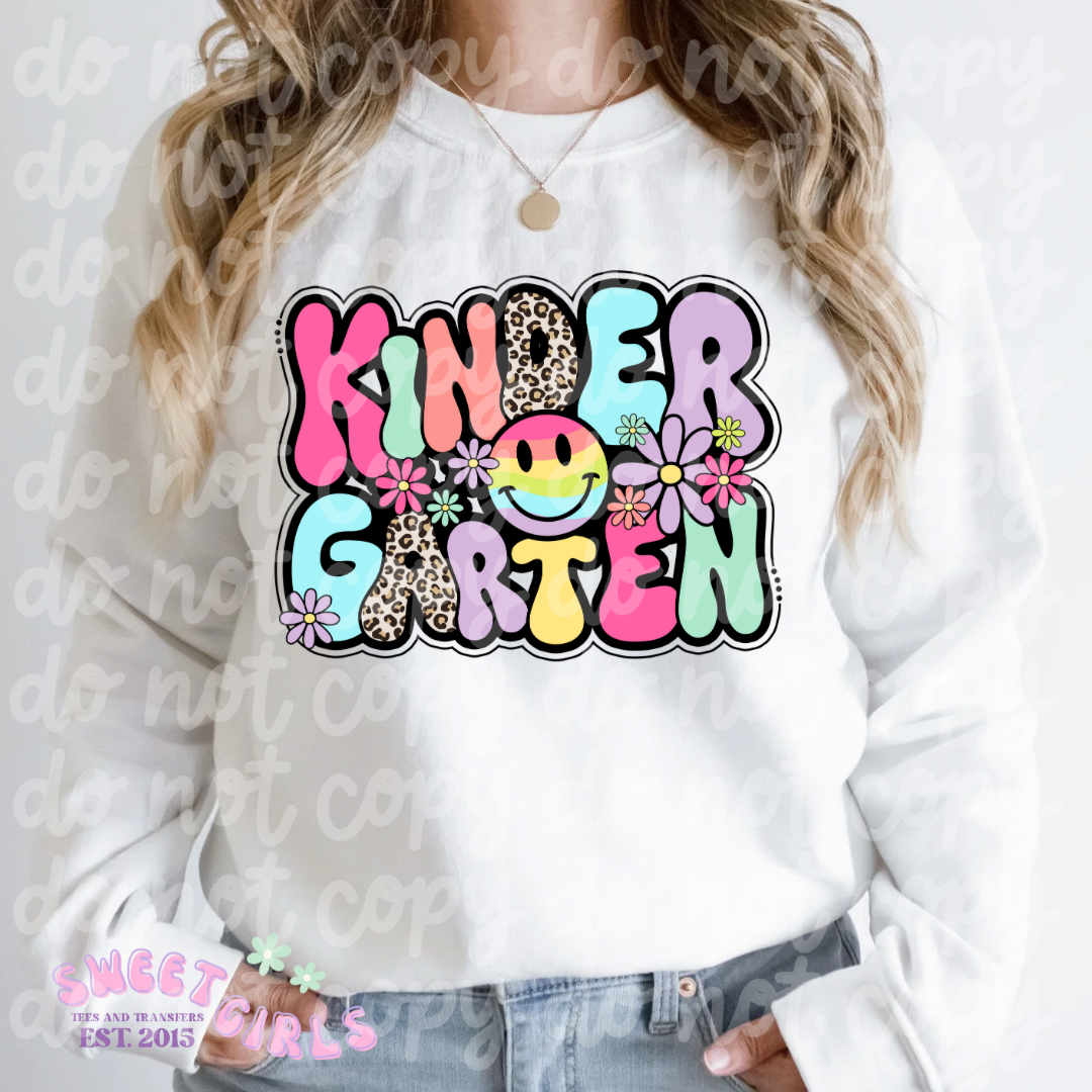 Kindergarten Rainbow Smile Tee & DTF Transfer | Fun Graphic Shirt