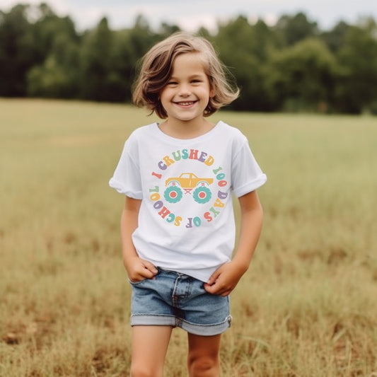 Crushed 100 Days of School (Multicolor Letters) Tees & DTF