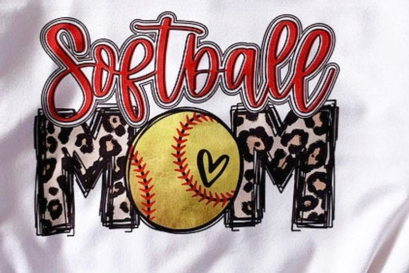 New Leopard Softball Mom Adult Tee, Tank, Raglan, or Sweatshirt