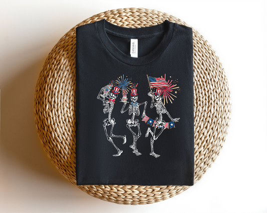 Dancing Skeletons Fourth of July Adult Tee, Raglan, or Sweatshirt